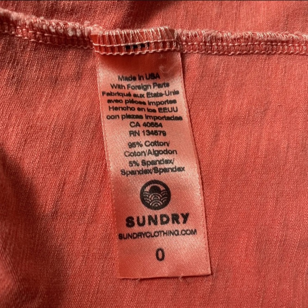 SUNDRY - Anthro Orange Embroidered MIDI Tank Dress Size 0 NWT - Picture 9 of 11